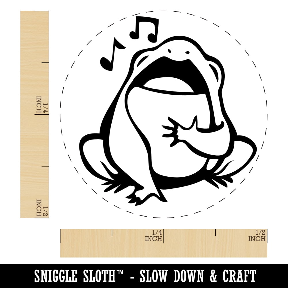 Singing Frog Toad Music Self-Inking Rubber Stamp Ink Stamper - Fuchsia Ink - Mini 1/2 Inch