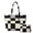 Black White Check, variant on Cugasmaru Pink Horse Roses Large Tote Bag for Women, Quilted Shoulder Bag with Cosmetic Pouch, Lightweight for Gym Work College Shopping