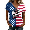 thumbnail image 2 of LNZGNM Women's Soccer Jersey USA MEX CA Short Sleeve Crewneck Graphic Tee Football Tournament Fan Top for Sports Party Vacation Game Day,Deep Red(S), 2 of 6