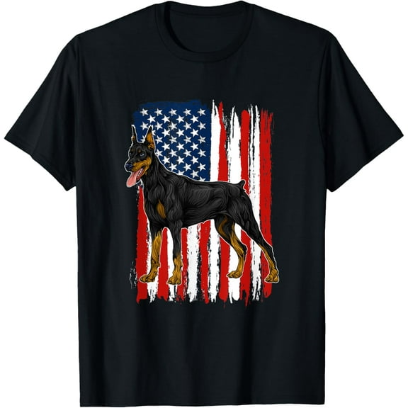 Doberman Pinscher American Flag USA Awesome T-Shirt mens t shirt，black，women，funny，misfits，men，journey