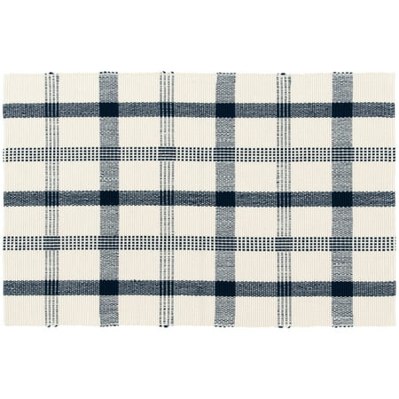 Mainstays Blue Plaid Outdoor Layering Rug, 24" x 36"