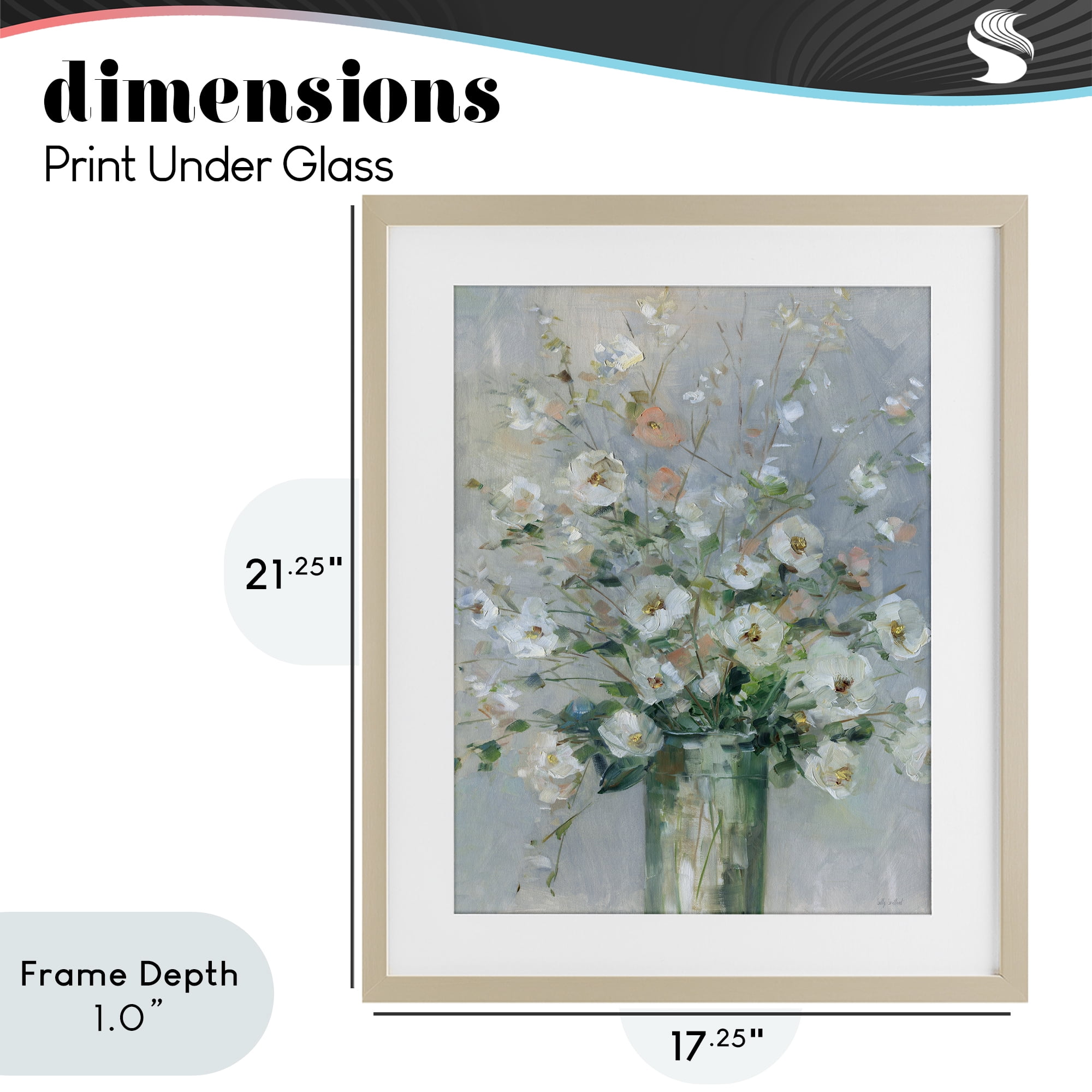Stupell Industries Delicate White Blossoms Impression Birch Framed Print Under Glass, design by Sally Swatland