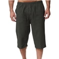 thumbnail image 1 of Pantalones de Lino Casual Suelto Cortado, Color Sólido Cordón Mezcla de Algodón para el Uso Diario, 1 of 8