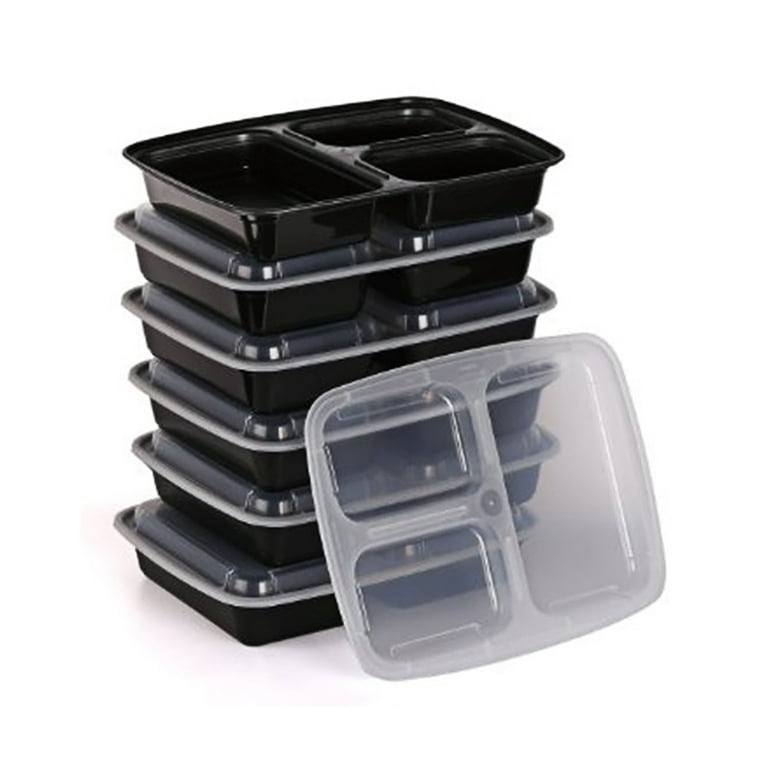 10/20pcs Disposable Meal Prep Containers 3-Compartment Food