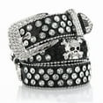 thumbnail image 2 of Rhinestone Belts for Women Men, Bling Studded Leather Skull Belt Western Style, 2 of 7