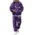 thumbnail image 4 of JULMCOMO Mens Tracksuit Tree Leaf Print Drawstring Hooded Casual Loose Fit Pullover Sweatshirt Drawstring Jogging Pants Sweatsuit Fall Winter 2 Piece Sets Dark Purple S, 4 of 5