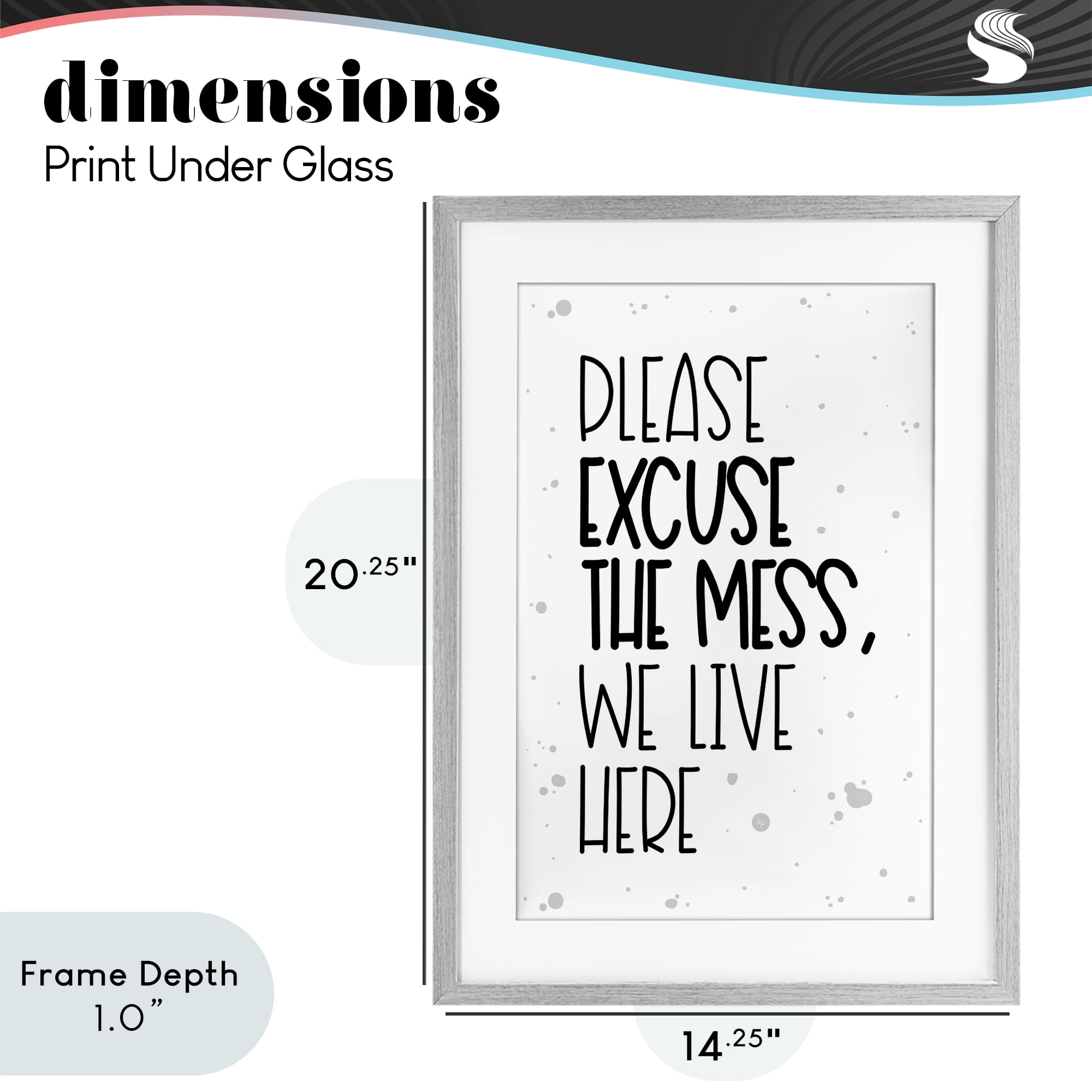 Stupell Industries Excuse the Mess Bold Gray Framed Print Under Glass, design by Martina Pavlova