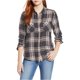 thumbnail image 2 of Lucky Brand Blusa a cuadros con botones para mujer, gris, extra pequeña Lucky Brand Abotonar, 2 of 2