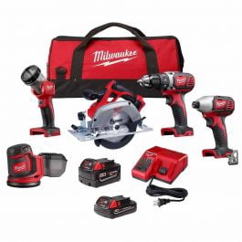 1 Set, Milwaukee 2696-25 M18 5-Piece Cordless Tool Combo Kit