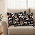 thumbnail image 2 of Black Halloween Outdoor Waterproof Pillow Covers, Pumpkins Cat Ghost Bat Decorative Rectangle Throw Pillowcase Sofa Cushion Sham for Patio/Couch/Chair, 20"x12" 2 Pack, 2 of 8