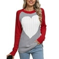 thumbnail image 2 of Heart Sweaters for Women Valentine's Day Color Block Splicing Casual Loose Cute Pullover Sweater Shermie, 2 of 6