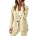 thumbnail image 2 of Xuniizn Women's Business Suits, Open Button Long Sleeve Collared Neck Slim Work Office Blazer Jackets and Tapered Formal Pants, Soft Comfy Trendy Elegant Casual Suits, 2 of 8