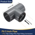 thumbnail image 2 of Uxcell 1Pcs 3" Tee 3 Vías Conector de Accesorios de Tubo, Accesorio de Esquina de Grado de Construcción de Muebles para Estructura de Soporte de Estante de Hágalo Usted Mismo, Conexión de Carpa, Gris, 2 of 6
