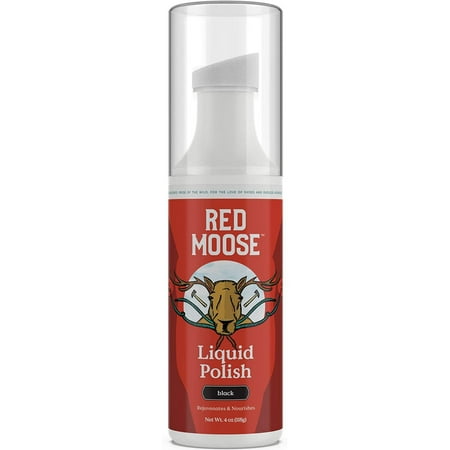 Red Moose Liquid Shoe Polish for Leather Dress, Boots, Shoes, and More, 4 oz Black