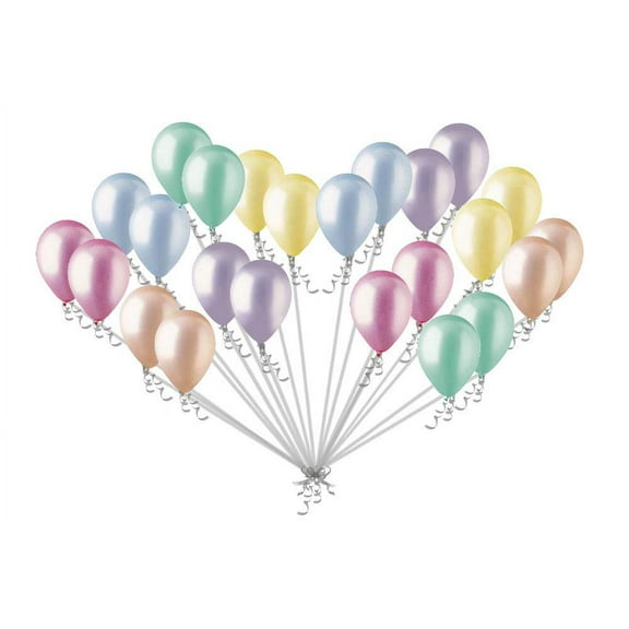 24 pc Pastel Rainbow Blue Green Pink Yellow Latex Party Balloon Baby Birthday