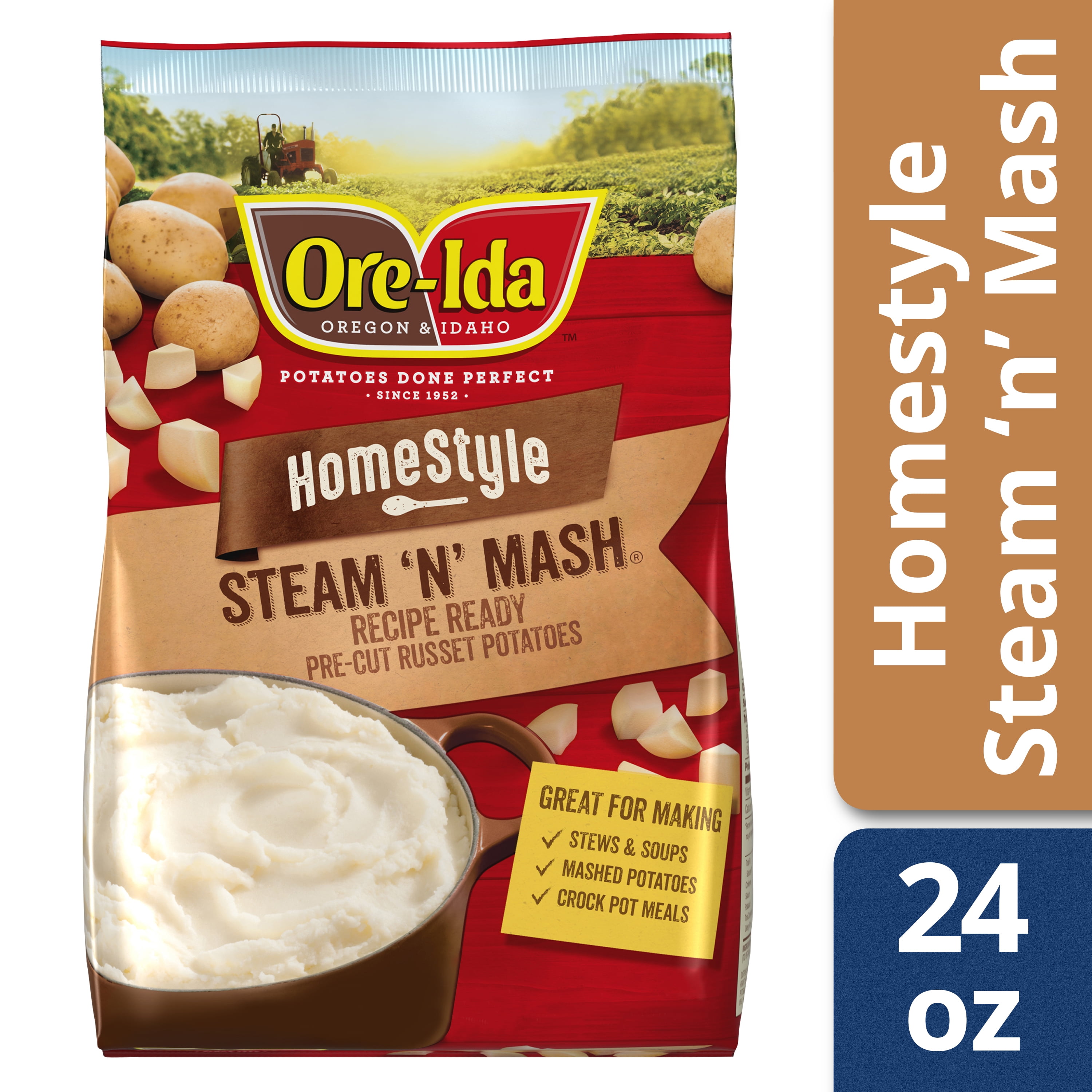 OreIda Homestyle Steam N' Mash PreCut Russet Potatoes, 24 oz Bag