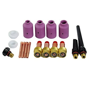 RIVERWELD TIG Gas Lens Nozzle Collet Body Back Cap Kit Fit QQ300 PTA DB SR WP 17 18 26 TIG Welding Torch Accessories Consumables 17pcs