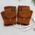 thumbnail image 1 of Guantes calefactados con USB para mujeres y hombres, guantes de invierno cálidos para computadora portátil (marrón), calentadores de manos sin dedos con calefacción total y parcial, 1 of 3