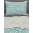 thumbnail image 3 of Butterfly Comforter & Sham Bedding Set, Monochrome Style of Various Flying Insects Botanical Elements, 3 pcs Duvet Set Microfiber Filling Quilt, 5 Sizes, Pale Seafoam and White, by Ambesonne, 3 of 4