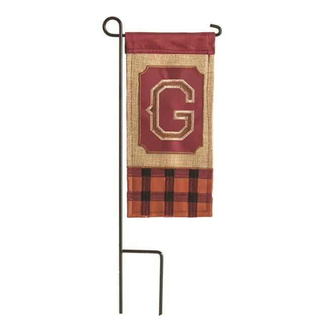 Magnolia Gardens M040026 4 x 8.5 in. Double Applique Fall Monogram G Burlap Mini Garden Flag