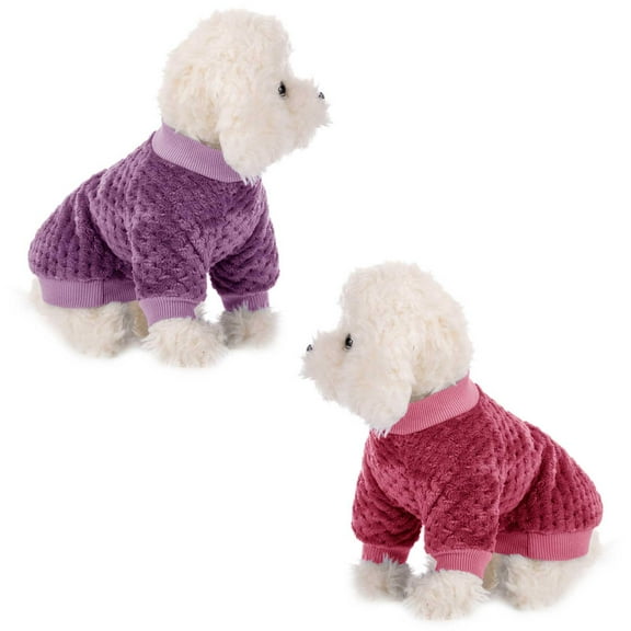 Dog Sweater, 2, 3 Pack Dog Sweaters for Small Medium Dogs or Cat, Warm Soft Flannel Pet Clothes for Dogs Girl or Boy, Dog Shirt Coat Jacket (Pink Purple Light Green)