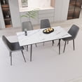 thumbnail image 3 of Extendable Modern Dining Table Set with Grey Linen Chairs - 47 to 63 Inch Adjustable MDF Table for 2-6 People, White Metal Base & Contemporary 4-Piece Seating, 3 of 9