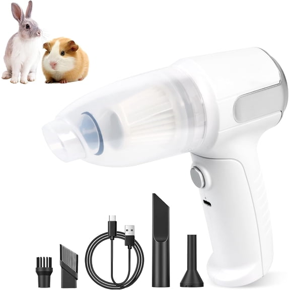 Guinea Pig Poop Spot Vacuum – Mini Cordless Assistant for Daily Cage Corner Cleanup of Guinea Pig, Rabbit, Hamster, Chinchilla, Reptile, Bird & Small Animals – White