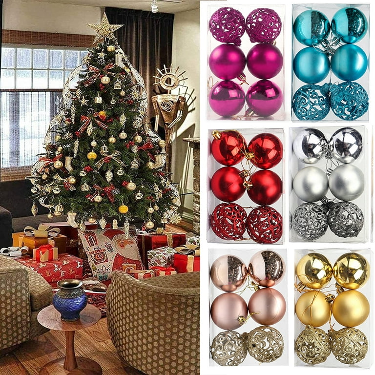 6pcs/box Colorful Christmas Ball Ornaments Xmas Tree Decoration