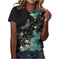 thumbnail image 2 of JTZGDY Plus Size Tops for Women Vintage Floral Printed Summer Short Sleeve Basic Crewneck Graphic T-Shirts Loose Oversized Dressy Casual Tunic Blouse Multicolor#51 XXXL, 2 of 5
