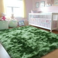 thumbnail image 4 of ZENELESS Indoor Fluffy Rug,5x7 Tie-Dye Dark Green Fuzzy Non-Slip Carpets for Living Room Bedroom Home Decor, 4 of 7