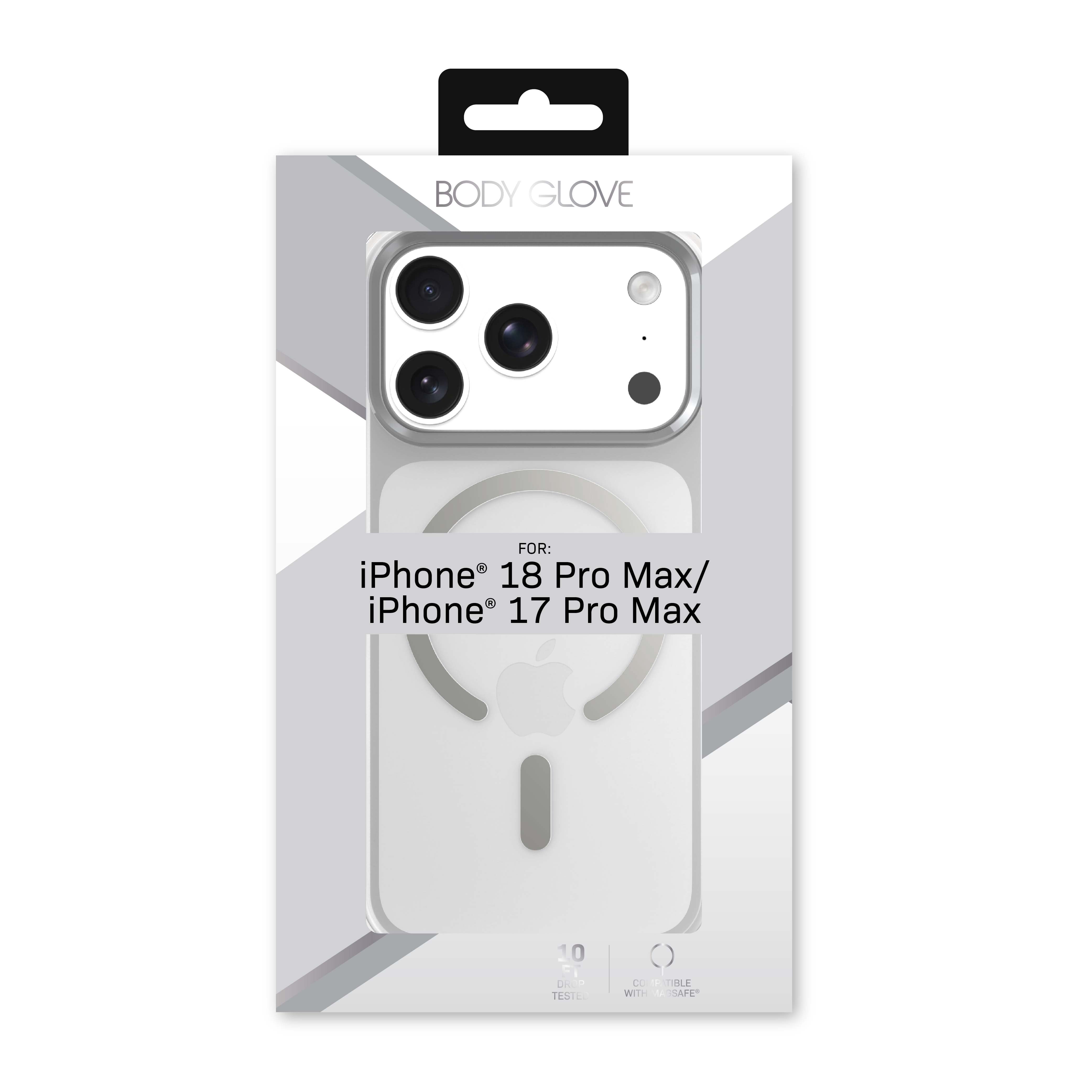 Body Glove Reflector Phone Case for iPhone 18 Pro Max / 17 Pro Max, MagSafe Compatible - Clear/Silver