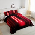 thumbnail image 3 of Feelyou Neon Glowing Lightning Queen Comforter Set, Red Stripes Abstract Bedding Sets, Teens Kids Boys Girls Reversible Bedding Comforter Set, Luxury Bedroom Decor, 3pcs, 3 of 8