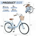 thumbnail image 6 of 24inch Womens Bike with Backseat/ V Brakes, Folding Bicycle for Ladies Teen, Commuter Bike, Cruiser Bike, Suit for Rider 4'8"-5'6", Blue, 6 of 6