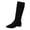 Black, variant on jsaierl Women's Slouchy Knee High Boots Pull On Low Block Heel Boots Faux Suede Wide Calf Pointed Toe Side Zipper Long Boots