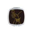 thumbnail image 1 of Culture Black Yellow Hand Lotus Mirror Portable Compact Pocket Makeup Double Sided Glass, 1 of 3