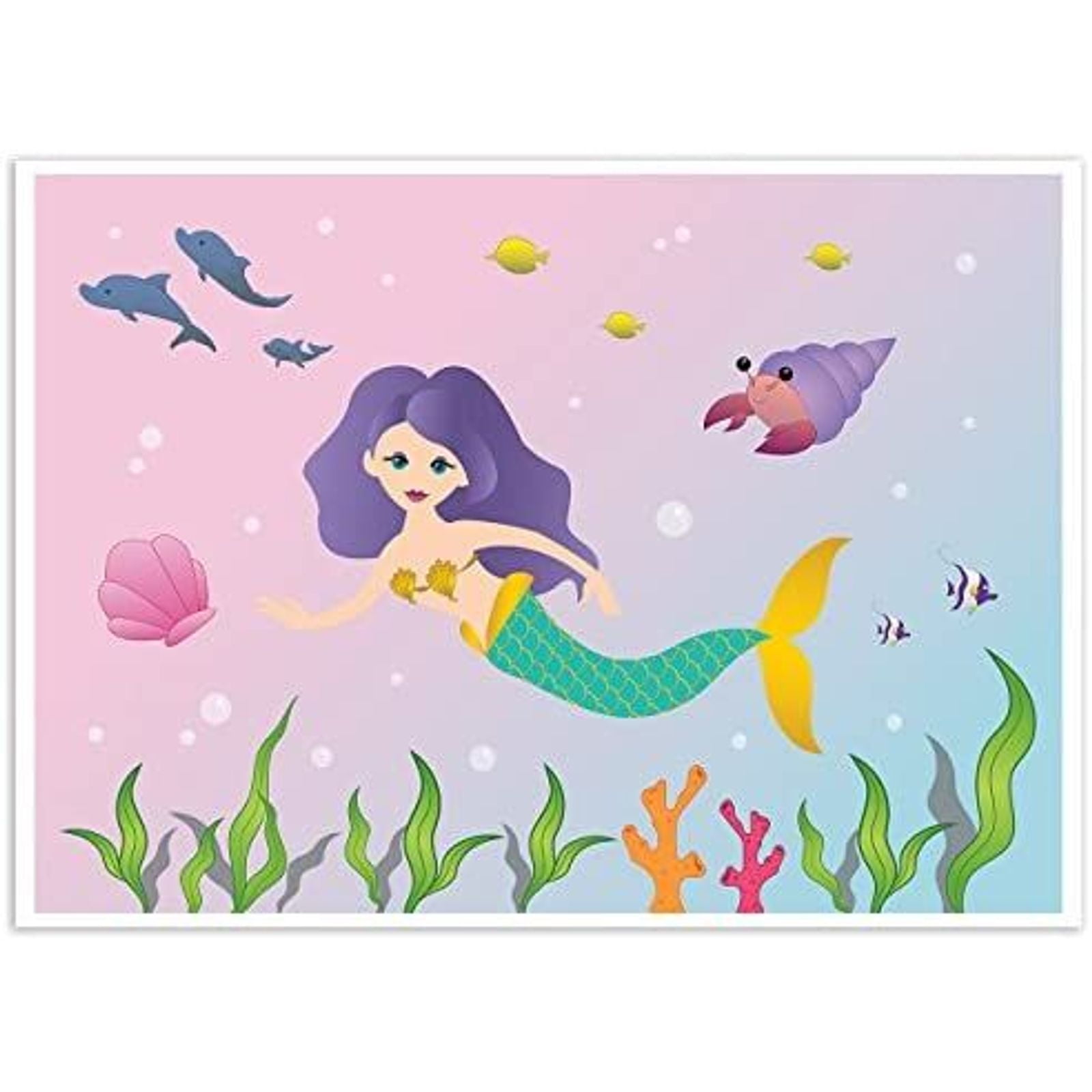 MERMAID SEA HORSE PERSONALISED BIRTHDAY PARTY BANNER BACKDROP BACKGROUND 