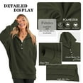 thumbnail image 2 of SWQZVT Womens Hoodies Fall Button Up V Neck Long Sleeve Hooded Pullover Casual Oversized Side Slit Womens Sweatshirts S, 2 of 8