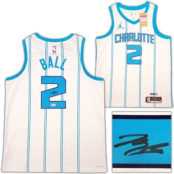Charlotte Hornets LaMelo Ball Autographed White Nike Swingman Jersey Size L Beckett BAS QR 209486