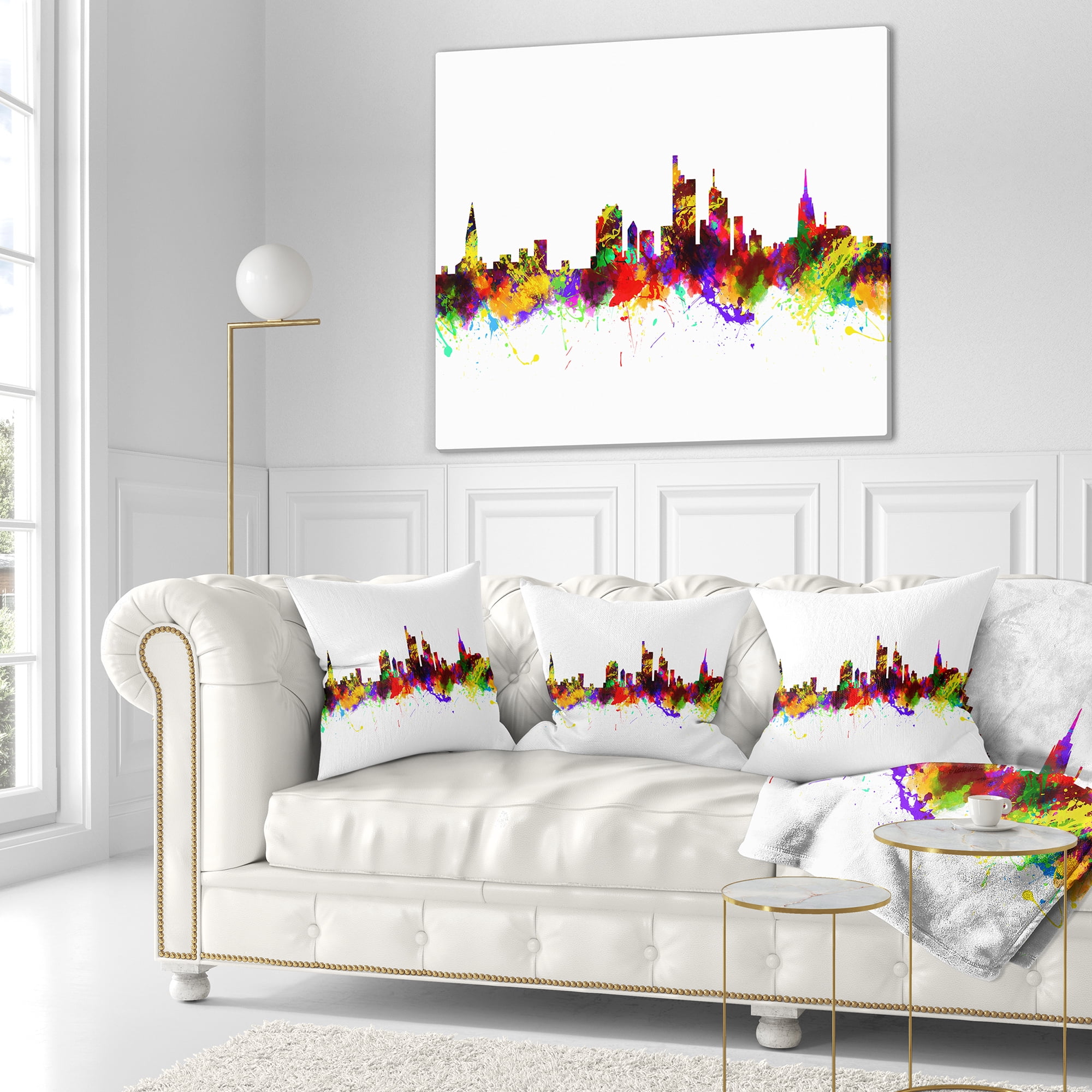 Designart Frankfurt Germany Skyline - Cityscape Throw Pillow - 16x16