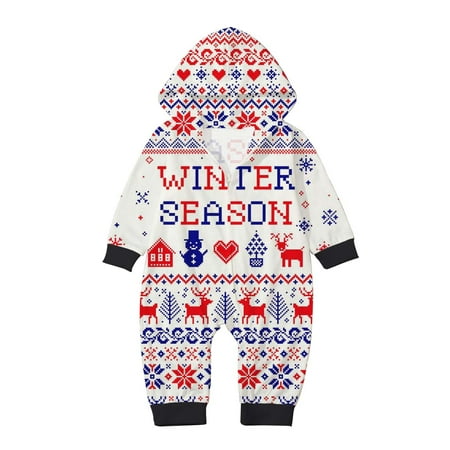 

Christmas Pajamas for Family Christmas Print Match Pajamas with Hoodie Baby s Family Photo Outfits Red 12-18 Months