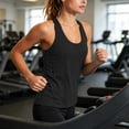 thumbnail image 2 of BODOAO Women's Athletic Racerback Tank Top Sleeveless Scoop Neck Workout Shirt, Lightweight Fitted Sports Top for Yoga Running Gym Training Fitness and Summer Casual Wear Black L, 2 of 4