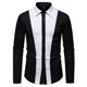 thumbnail image 1 of pstuiky Camisas suaves de manga larga para hombre, Camisa informal de negocios con solapa y manga larga con bloques de color a la moda para hombre tops de invierno para hombre l, 1 of 8