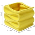 thumbnail image 4 of MyGift 4-Inch Folded Design Yellow Ceramic Plant Pot Planter, Set of 2, 4 of 7
