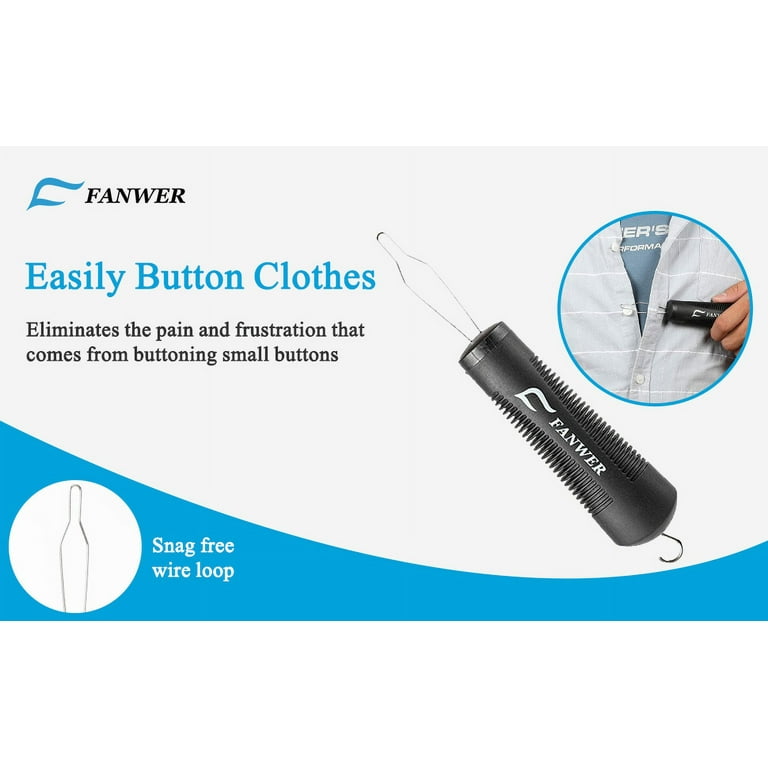 Button Hook with Zipper Pull Button Assist Device Button Hook Dressing Aid  with Comfort Wide Grip, Shirt Coat Buttoning Aid Ideal for Limited