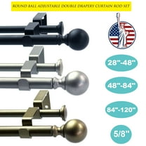 eTeckram Ball Adjustable Double Drapery Curtain Rod Set, 5/8", 84"-120", Oil-rubbed Bronze