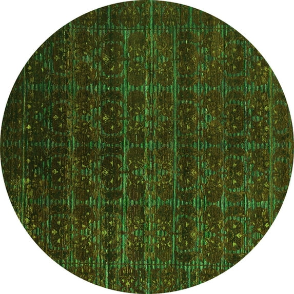 Ahgly Company Indoor Round Abstract Green Modern Area Rugs, 3' Round