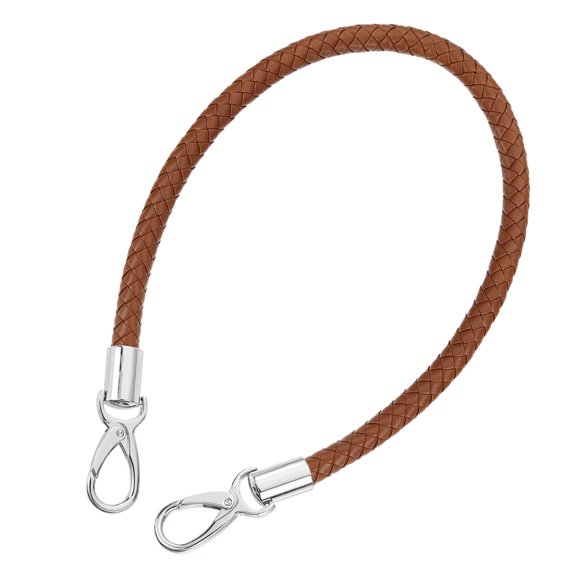 Leather Purse Strap, 1Pack 60cm Short Leather PU Braided Purse (Brown Strap   Silver Clasp)