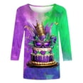 thumbnail image 5 of Craaazy Women's Mardi Gras Mask Prints 3/4 Sleeve Loose Crew Neck Sweatshirts Gifts, 5 of 5