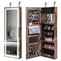Giantex 47’’ Wall/Door Mounted Jewelry Cabinet, Jewelry Organizer Armoire w/Full Length LED Touch Screen Mirror