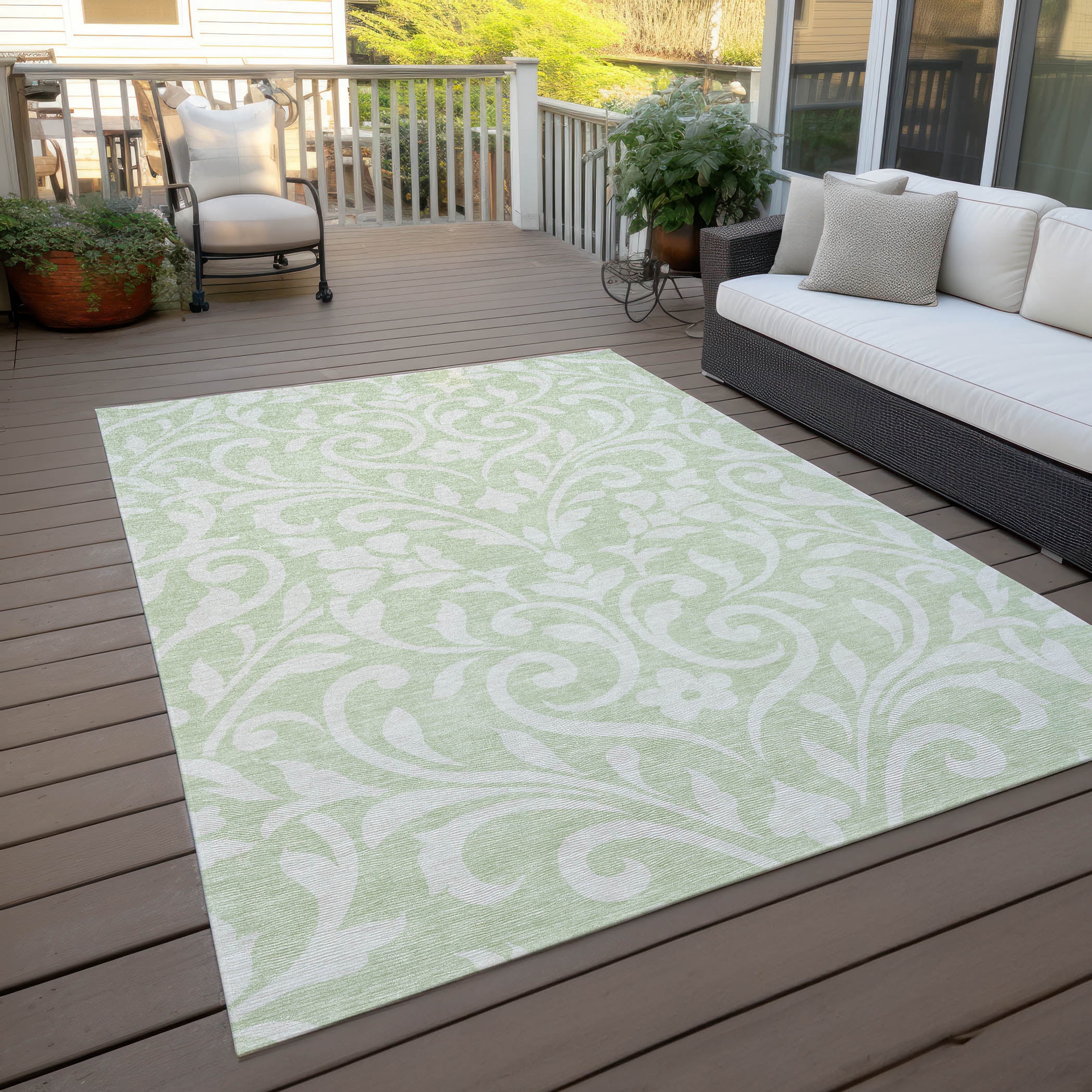 Addison Rugs Chantille Indoor/Outdoor Transitional Floral Aloe Washable Rectangle Rug, 8' x 10'